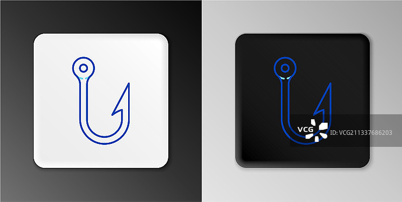 灰色背景上的鱼钩线条图标图片素材