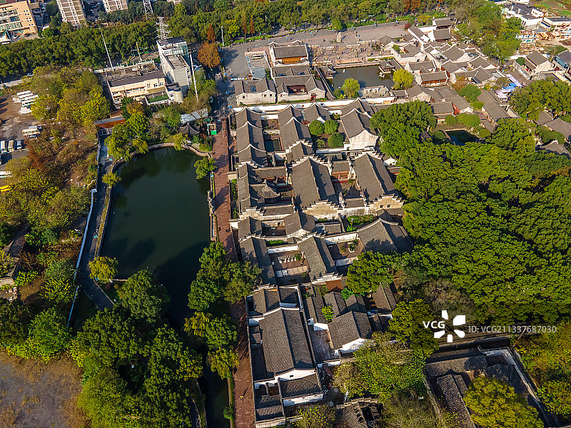 航拍浙江宁波天一阁古建筑景区图片素材