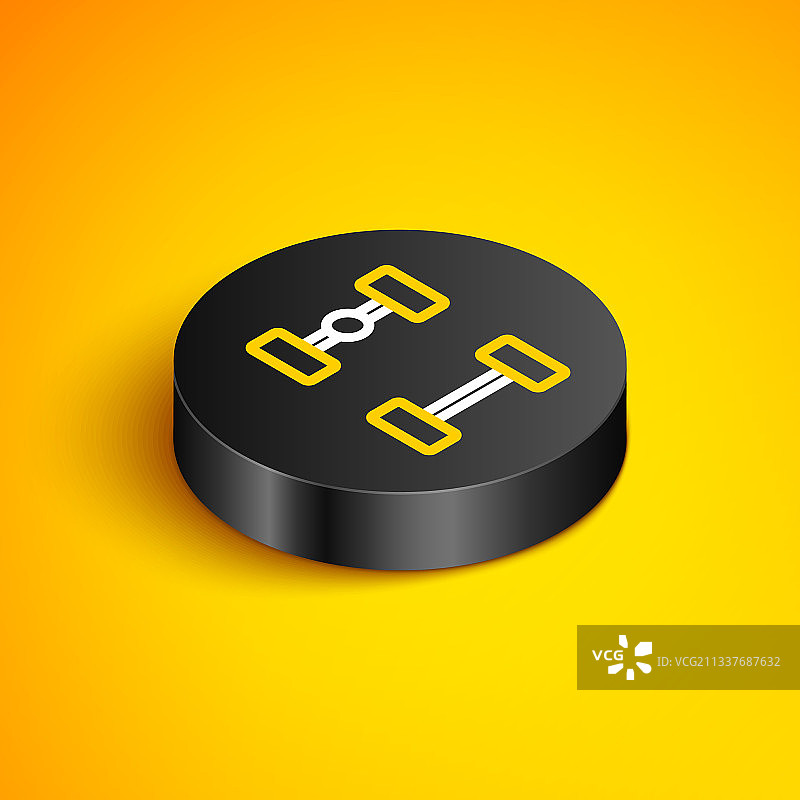 2.5D汽车底盘线条图标（黄色背景）图片素材