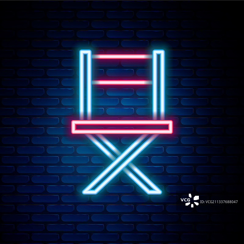 发光霓虹灯线条导演椅图标图片素材