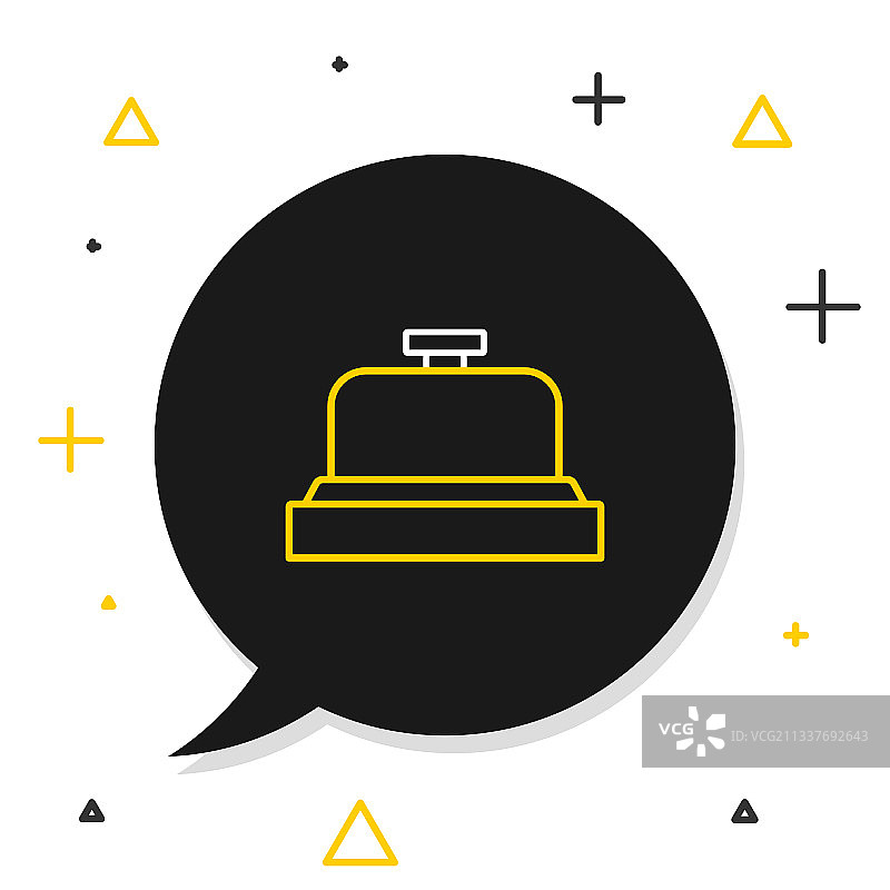 白色背景上的线条酒店服务铃图标图片素材