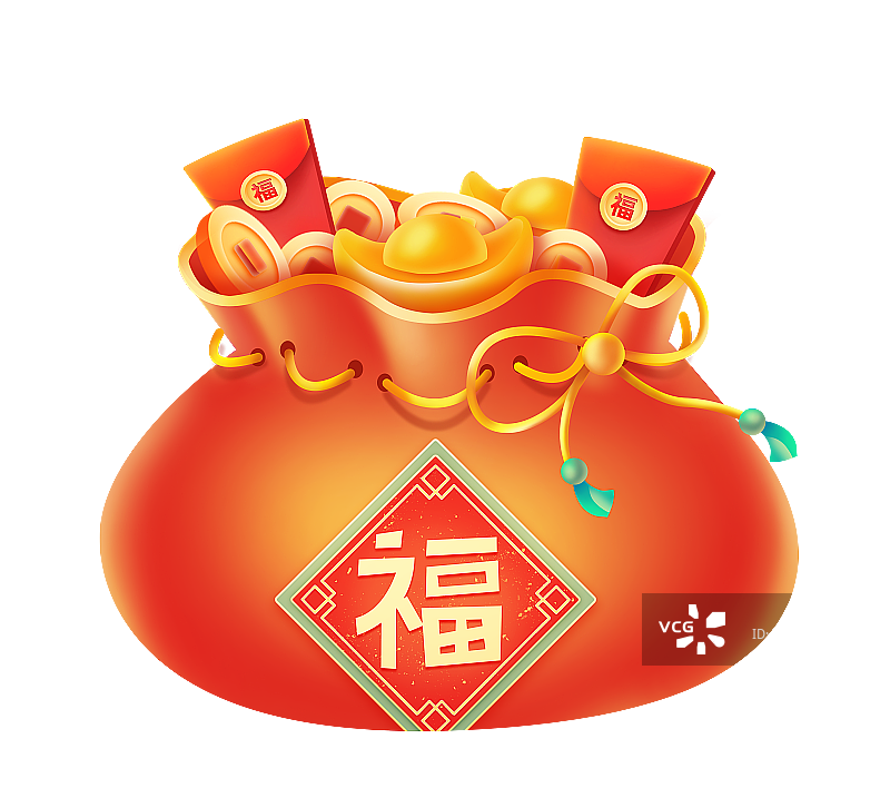 红色福袋节日插画元素图片素材