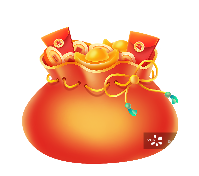 红色福袋节日插画元素图片素材