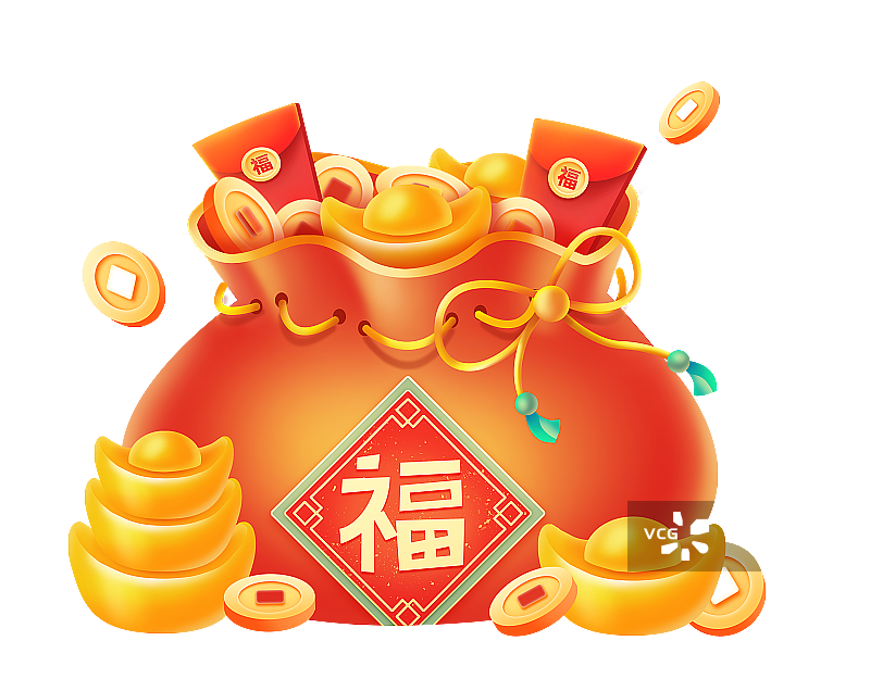 红色福袋节日插画元素图片素材