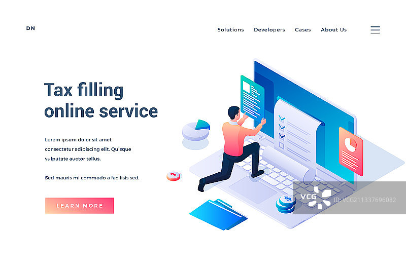 在线税务申报等距落地页图片素材
