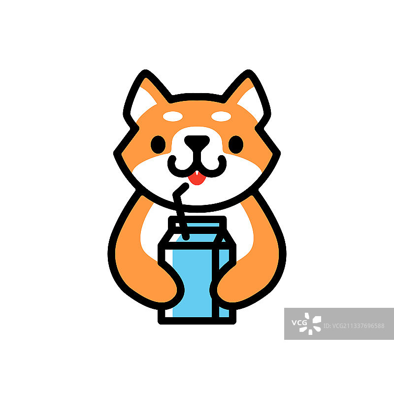 可爱柴犬牛奶狗卡通标志图标图片素材