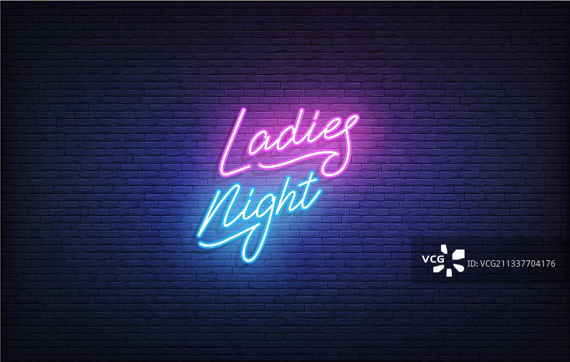 女士之夜霓虹灯标志图片素材
