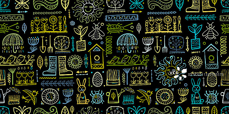 春季和园艺背景无缝图案图片素材