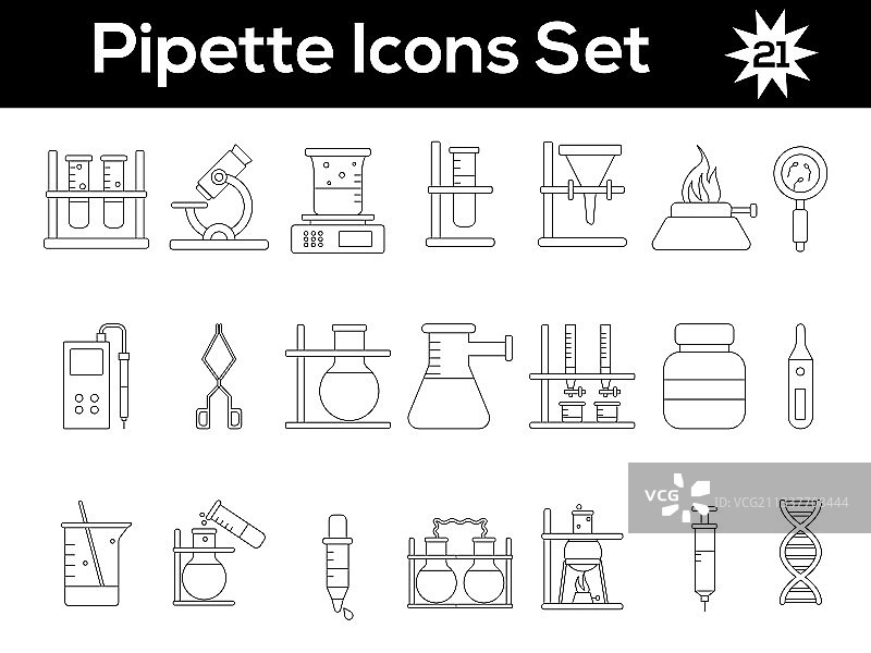 线条艺术移液器图标集图片素材
