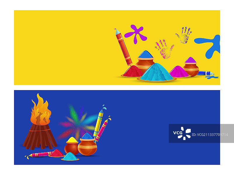 带有洒红节元素的黄色蓝色banner设计图片素材
