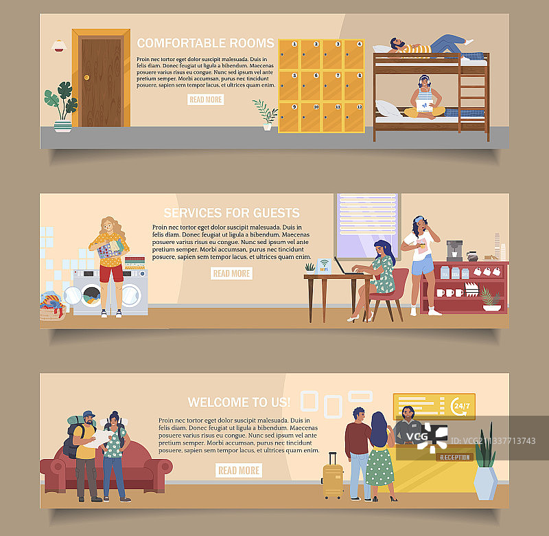 青年旅社接待处banner模板图片素材