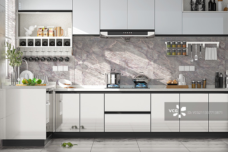 3D现代厨房图片素材