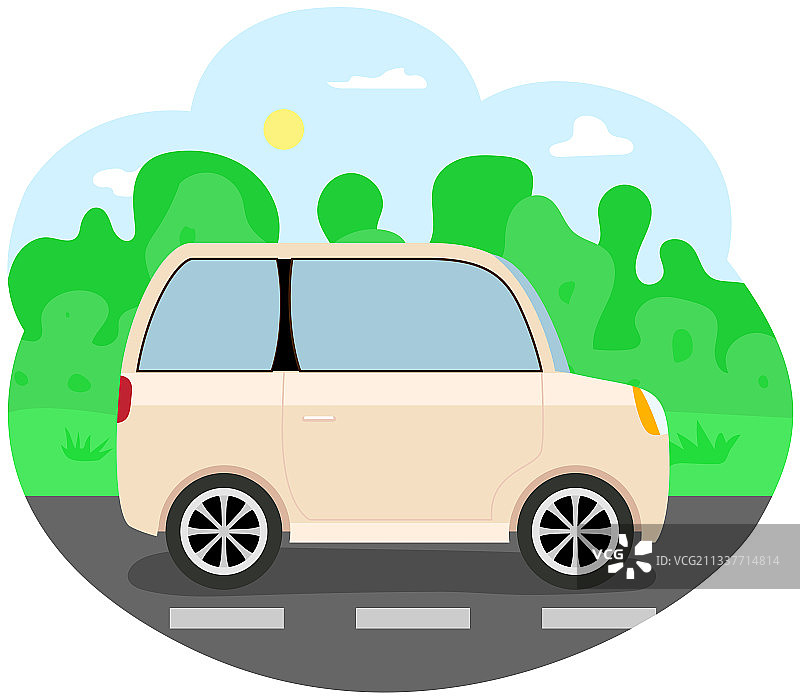 卡通风格的现代城市街道停车场景图片素材