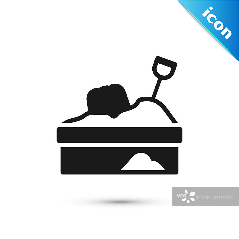 白色背景上的灰色沙箱与沙子图标图片素材