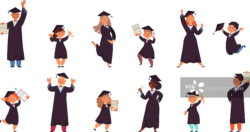 儿童毕业典礼欢乐场景图片素材