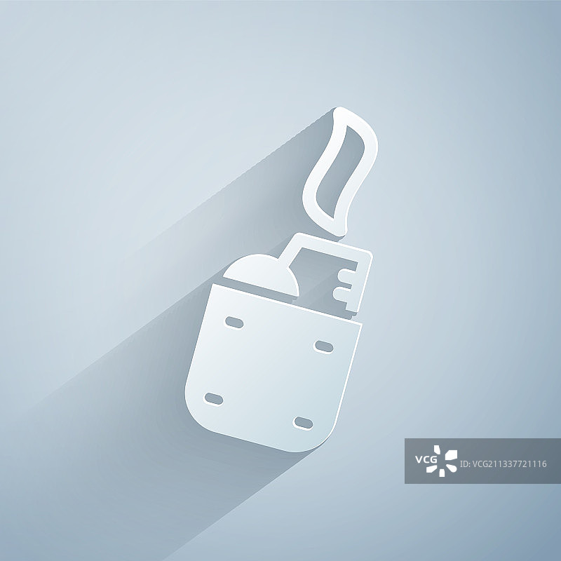 灰色背景上的剪纸打火机图标图片素材