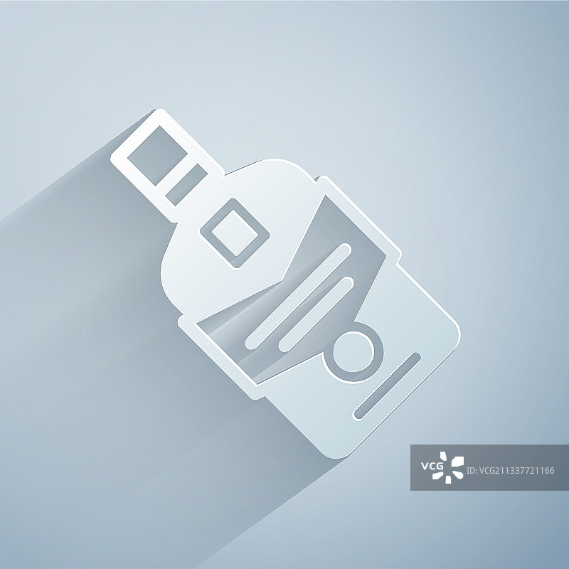 灰色背景上的剪纸风格威士忌酒瓶图标图片素材