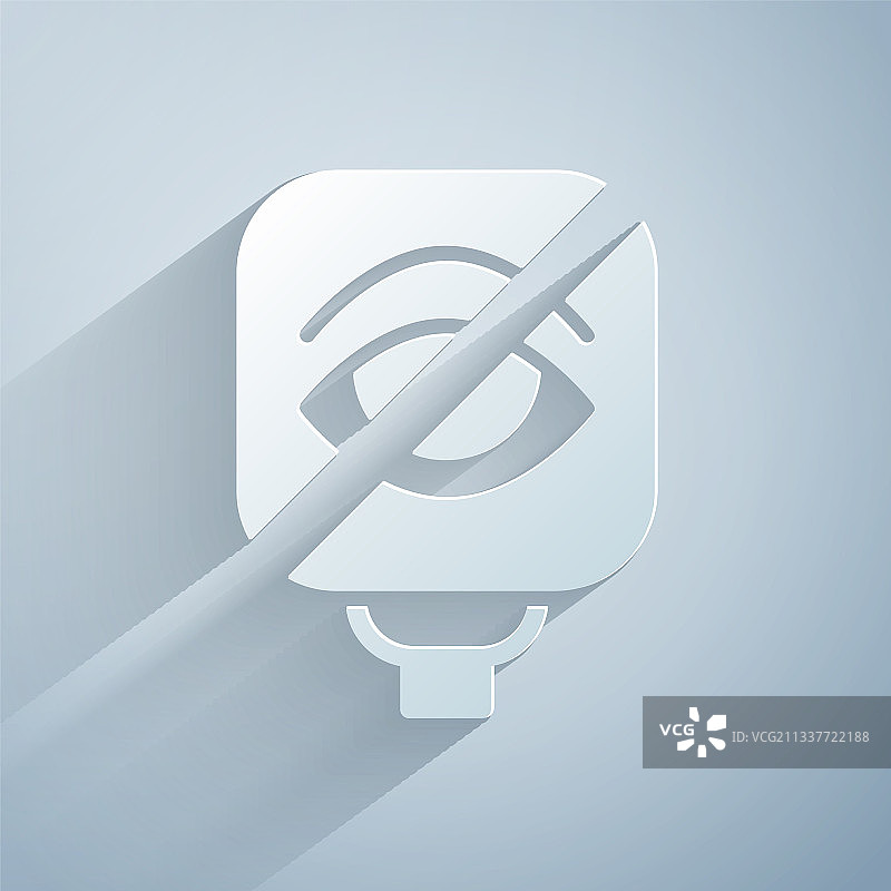 灰色背景上隔离的剪纸风格失明图标图片素材