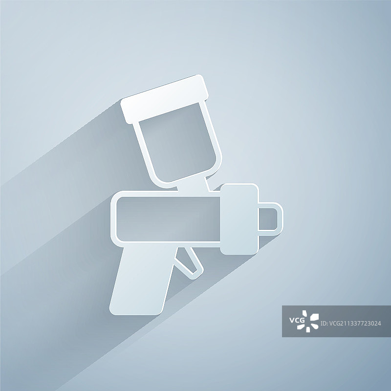 灰色背景上的剪纸喷枪图标图片素材