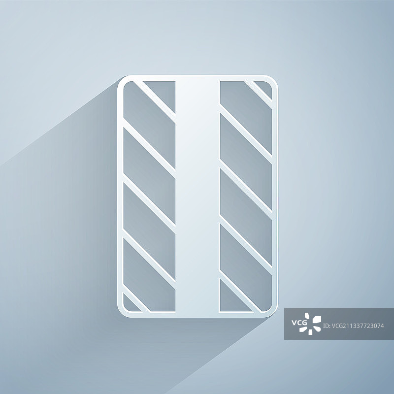 灰色背景上的剪纸汽车轮胎图标图片素材