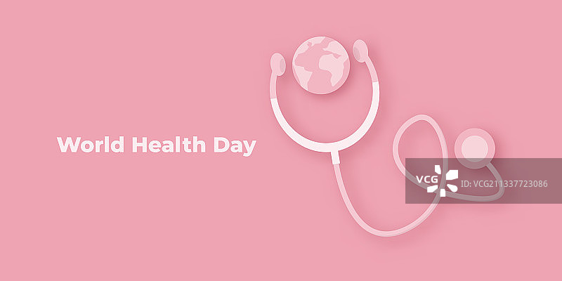 世界健康日粉色爱心概念banner图片素材