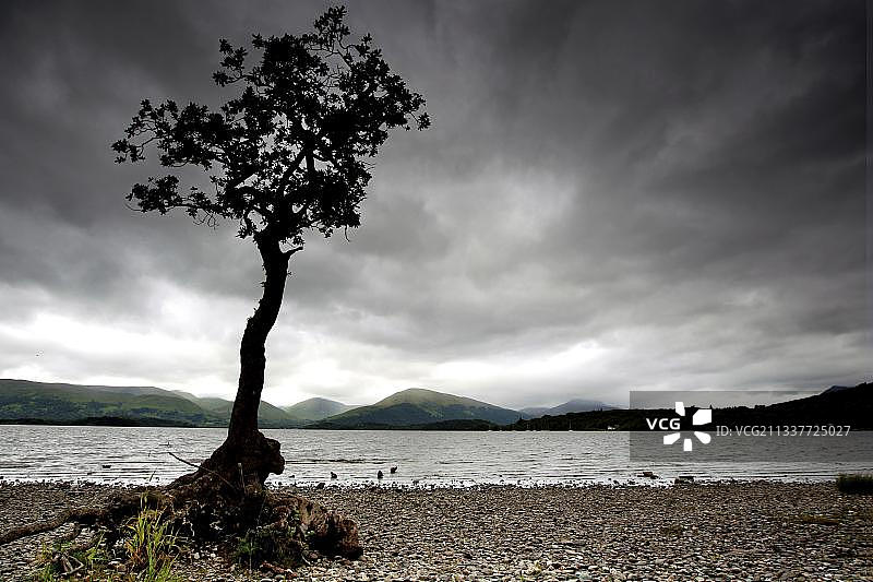 洛蒙德湖和特罗萨克斯国家公园米拉罗奇湾的灰色天空图片素材