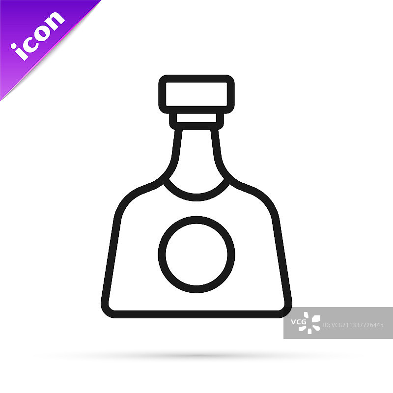 白色背景下的黑色龙舌兰酒瓶图标图片素材