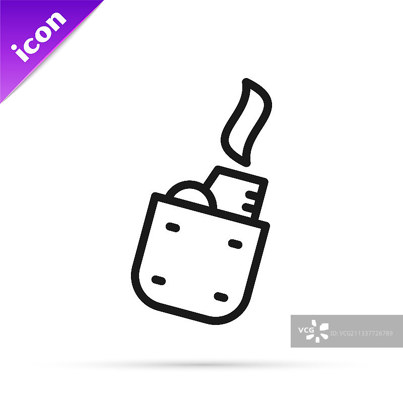 白色背景上的黑色线条打火机图标图片素材