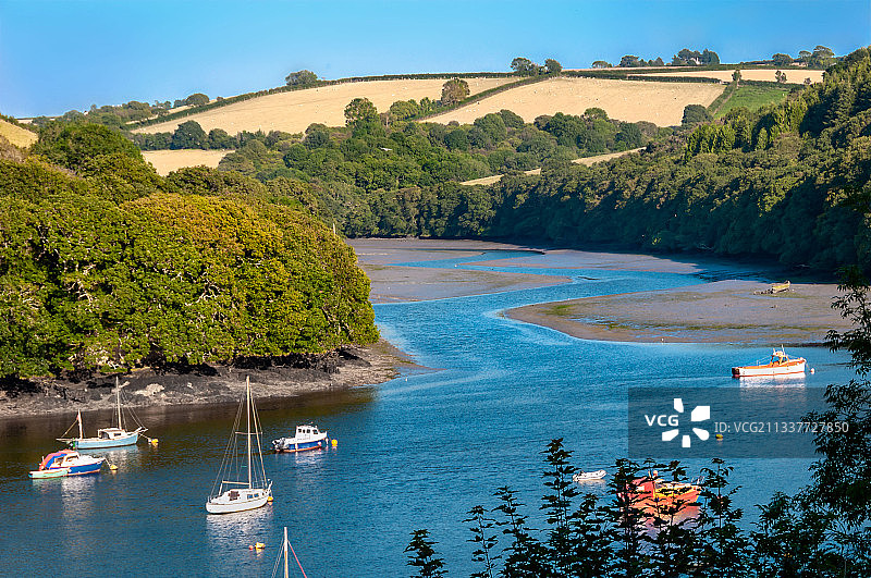 英国南部的 River Fowey 福伊河区域图片素材