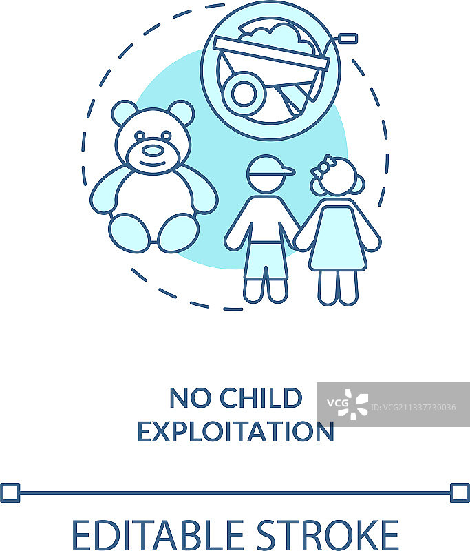 禁止使用童工蓝色概念图标图片素材
