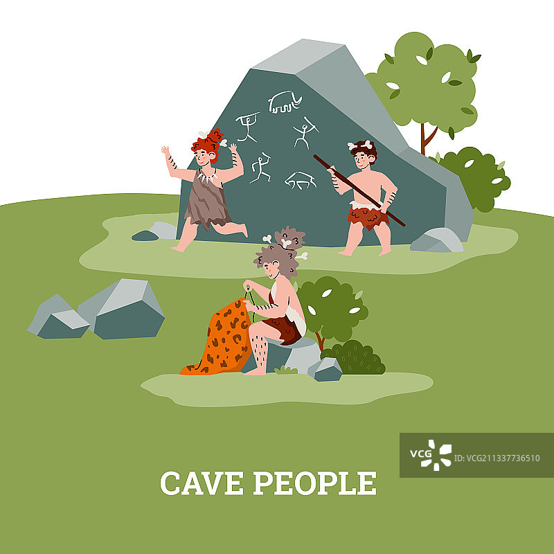 石器时代史前穴居人生活——女性图片素材