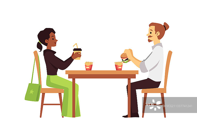 人们坐在自助餐厅或快餐店里图片素材