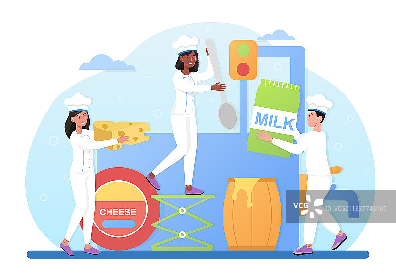 制作奶酪的男女角色图片素材