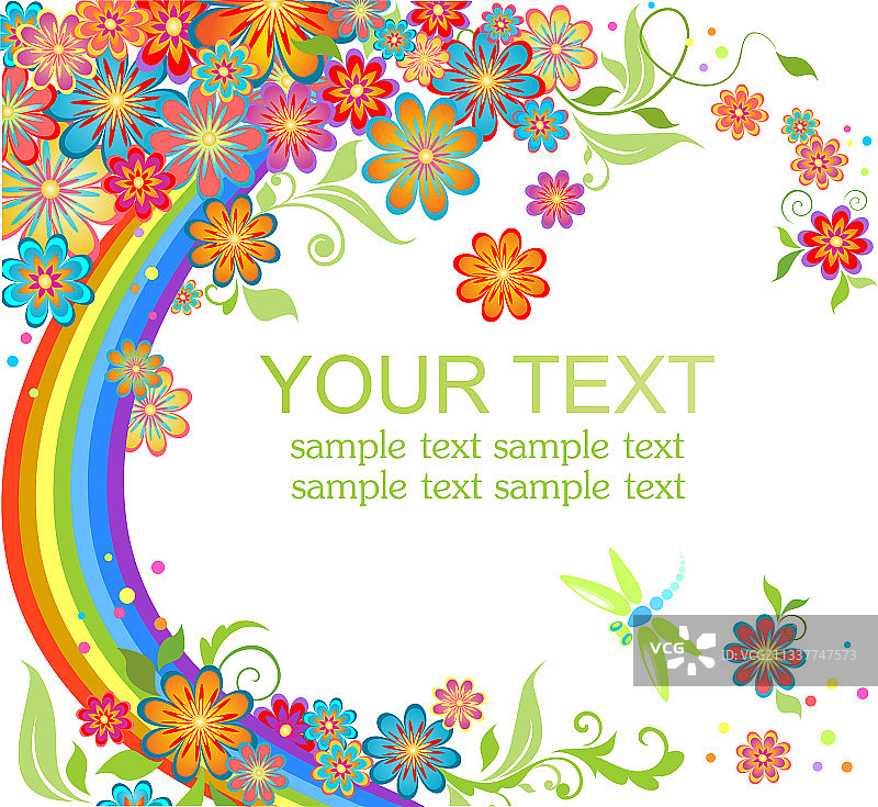 彩虹和鲜花图片素材