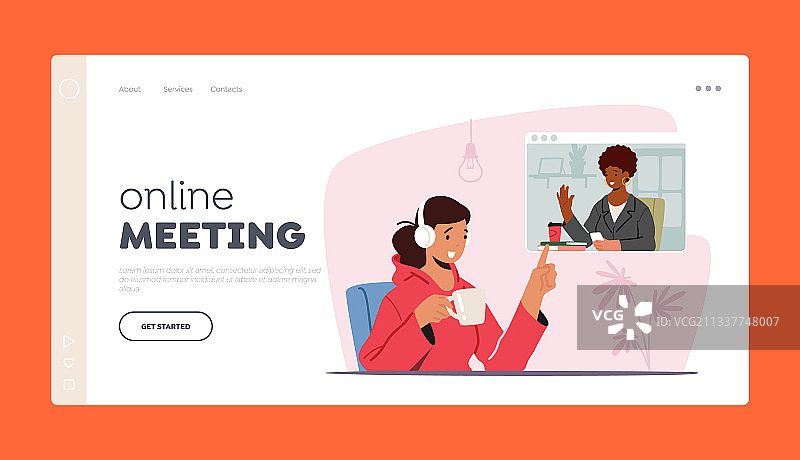 在线会议着陆页模板工作人员图片素材