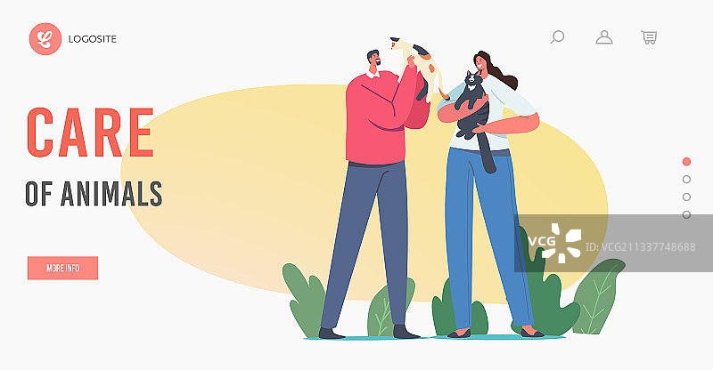 人们关爱宠物着陆页模板图片素材
