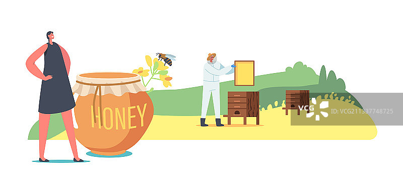 农民在养蜂场生产环保产品图片素材