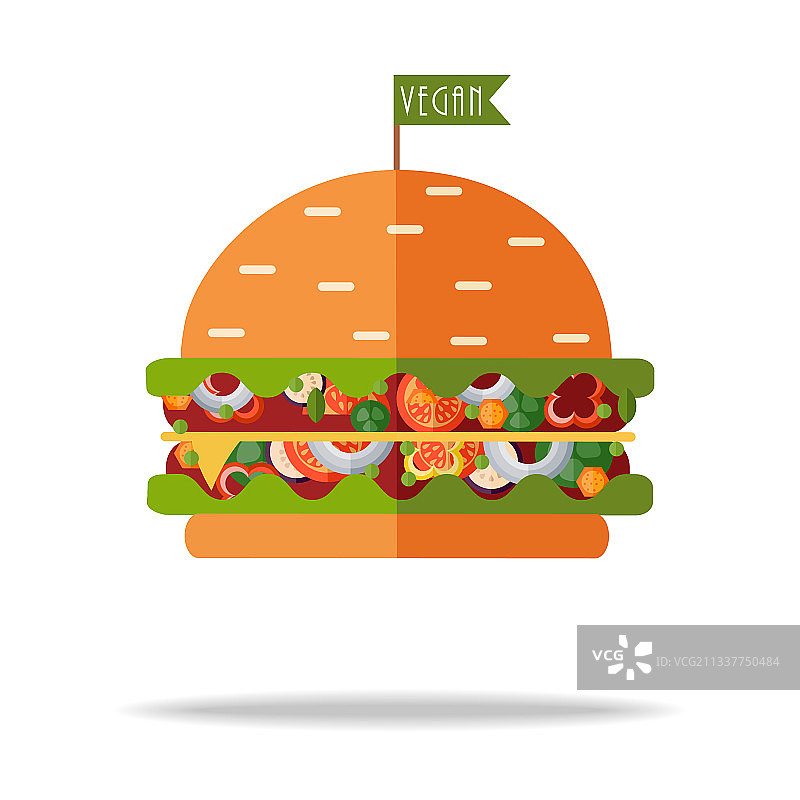 纯素汉堡扁平卡通图图片素材