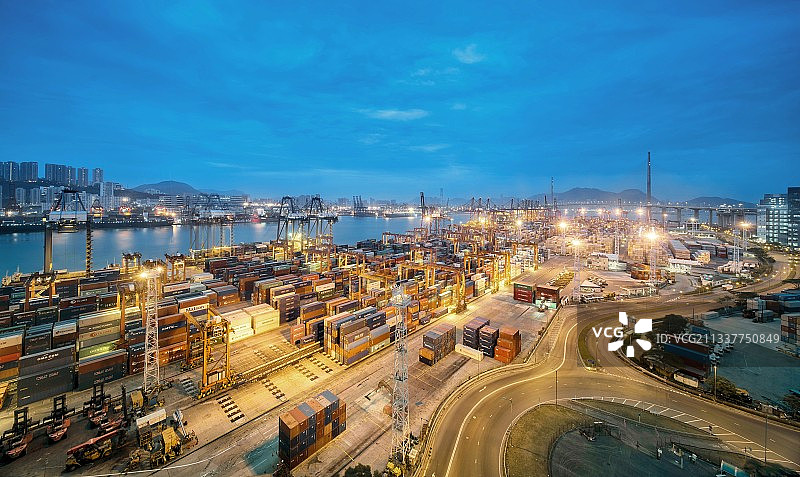 香港昂船洲货运码头图片素材