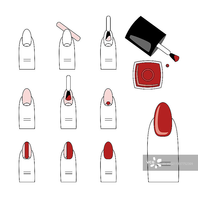 正确美甲步骤设计图片素材