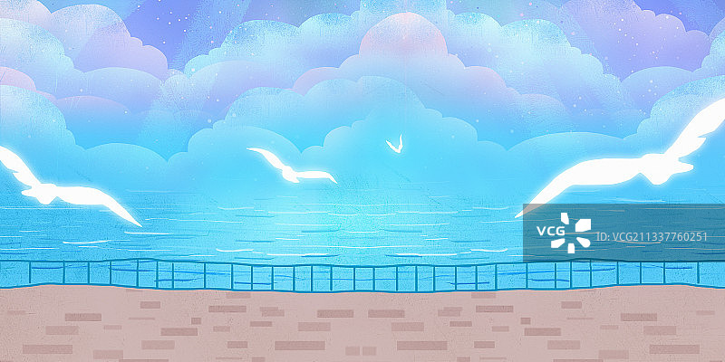 彩云之下的湖边图片素材