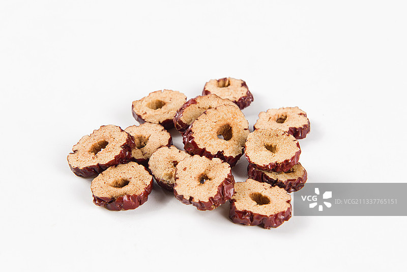 干红枣片红枣干，白色背景图片素材