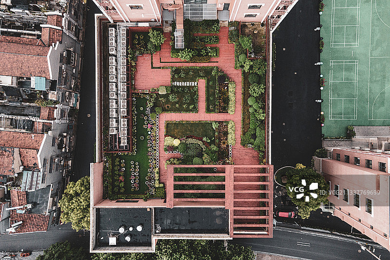 中国 上海 敬业中学 航拍图片素材