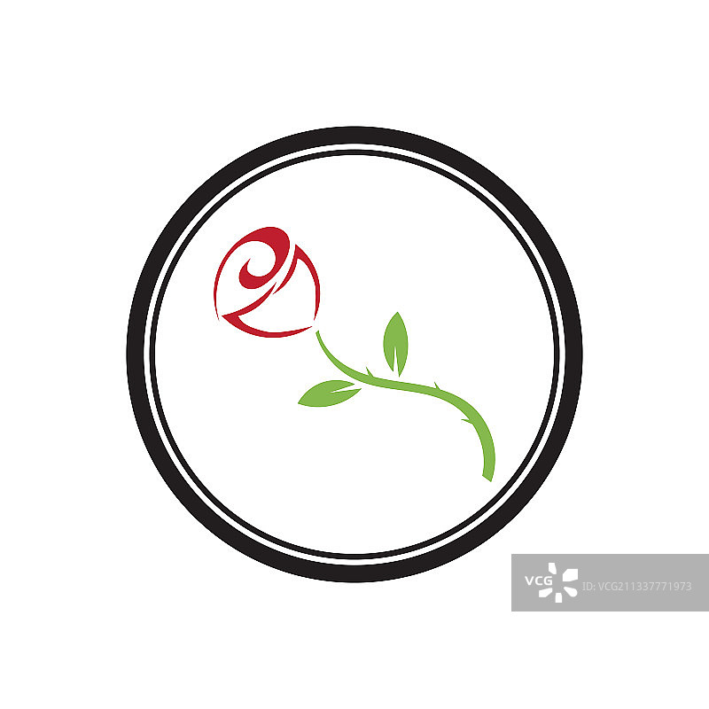 带玫瑰花的精美轮廓logo图片素材