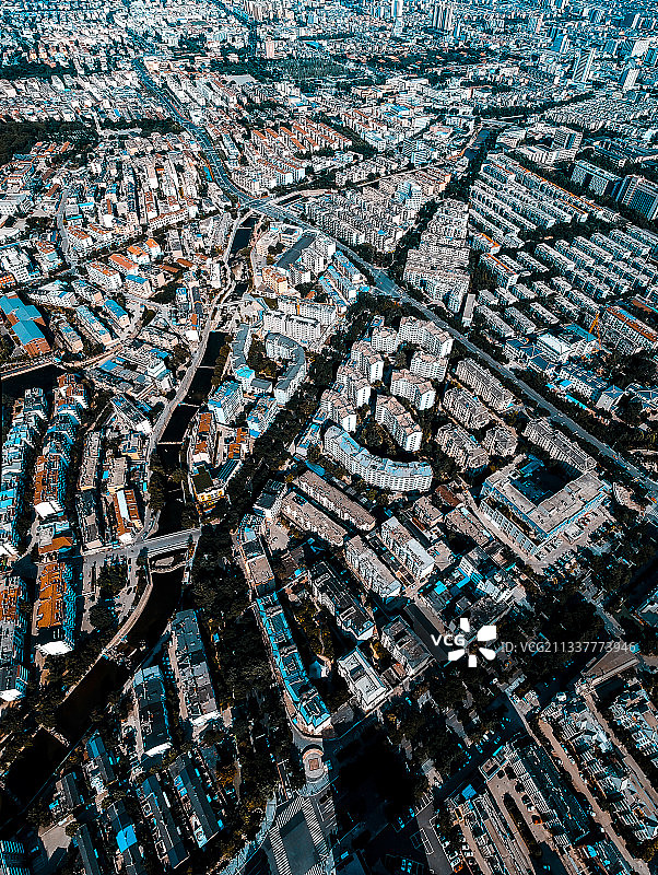 山东泰安市市区 航拍泰安 市中心 城市规划图片素材