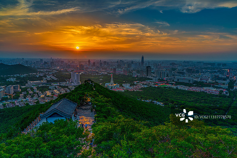 千佛山   夕阳晚霞图片素材