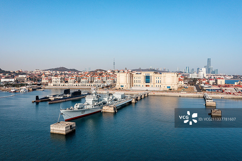 青岛海军博物馆航拍图片素材