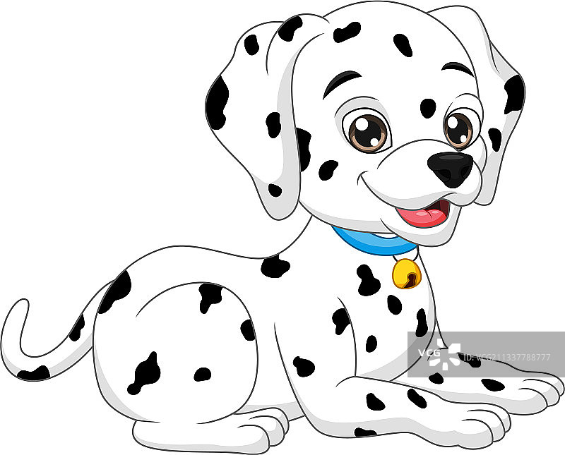 白色背景上的可爱卡通斑点狗图片素材