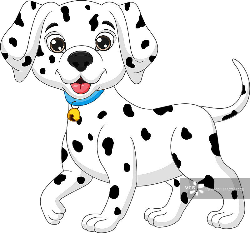 白色背景上的可爱卡通斑点狗图片素材