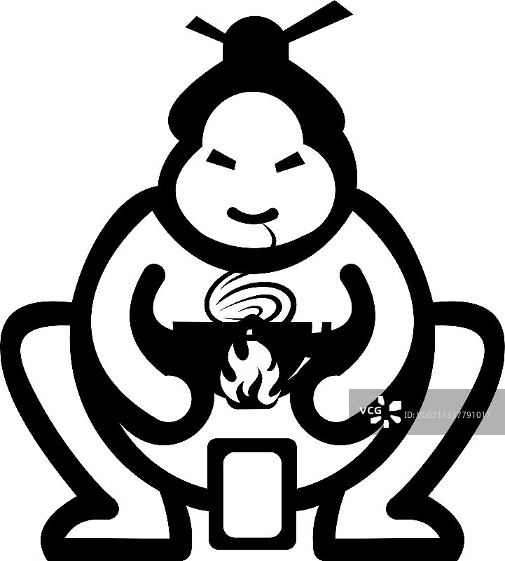卡通风格相扑选手吃拉面扁平风格图片素材